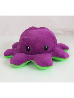 TeeTurtle Purple & Green Happy & Angry Reversible Octopus 7" Plush